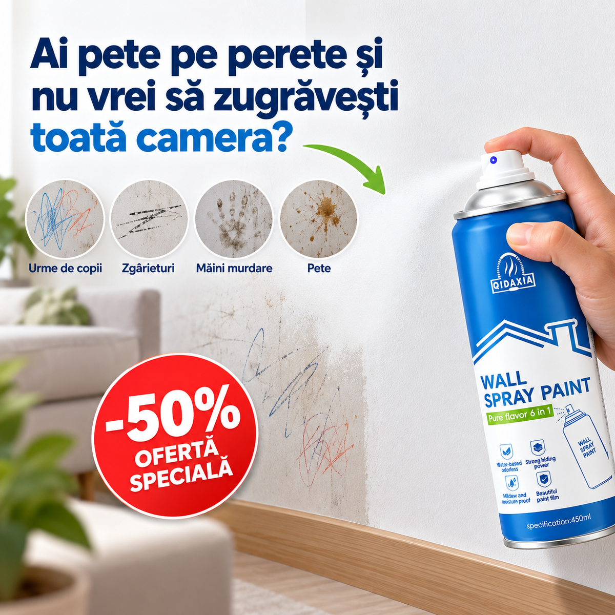 Spray pentru Pete, Zgârieturi și Pereți Murdari